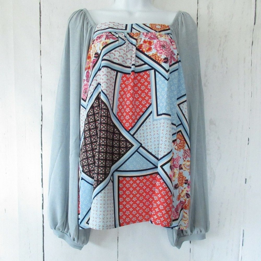 Easel Top Patchwork Mosaic Bubble Sleeve NWT - image 2